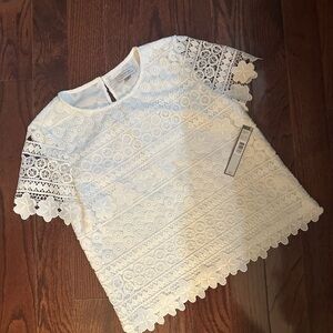 Tahari ASL White Lace Top